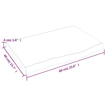 Стенен рафт тъмнокафяв 60x40x(2-4) см обработен масивен дъб