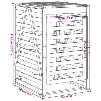 Контейнер за съхранение на кош 84x90x128,5 см дърво бор масив