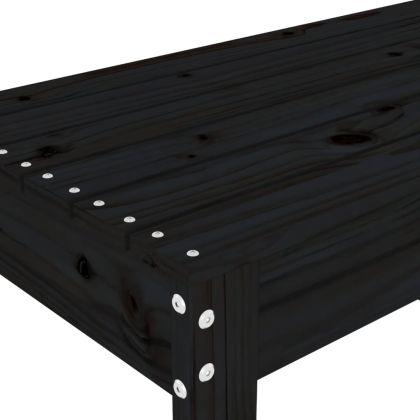 Градинска пейка, черна, 80x38x45 см, борово дърво масив