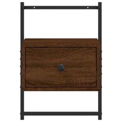 Нощно шкафче стенно 2 бр кафяв дъб 35x30x51 см инженерно дърво