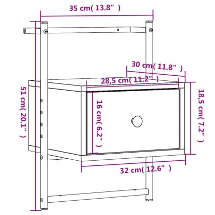 Нощно шкафче стенно 2 бр кафяв дъб 35x30x51 см инженерно дърво