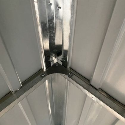 Градински навес с удължен покрив зелен 277x107x181 см стомана