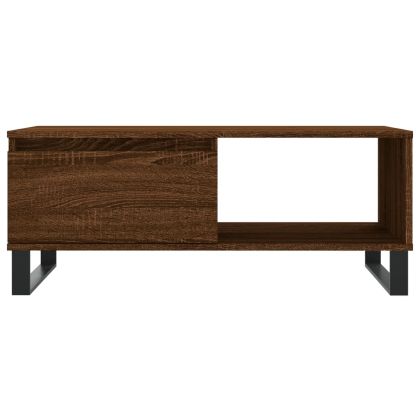 Кафе маса, кафяв дъб, 90x50x36,5 см, инженерно дърво