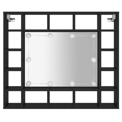 LED огледален шкаф, черен, 91x15x76,5 см