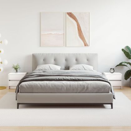 Нощни шкафчета, 2 бр, бели, 40x31x35,5 см, борово дърво масив