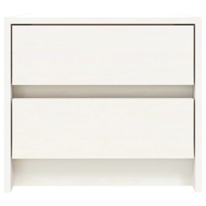 Нощни шкафчета, 2 бр, бели, 40x31x35,5 см, борово дърво масив