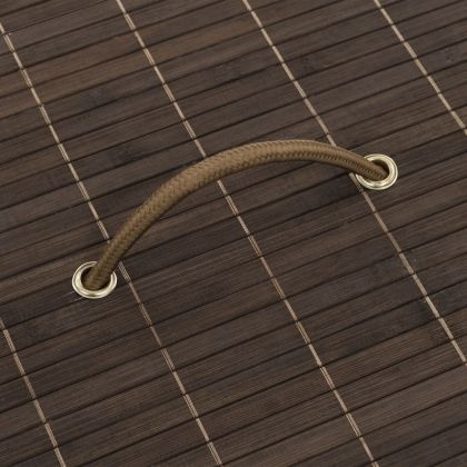 Бамбуков кош за пране, кръгъл, тъмнокафяв