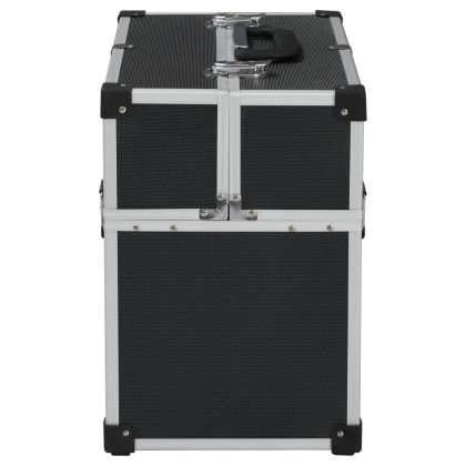 Кутия за инструменти 38x22,5x34 см черен алуминий