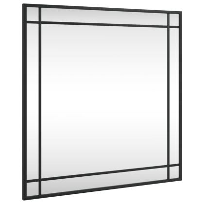 Стенно огледало, черно, 60x60 см, квадратно, желязо