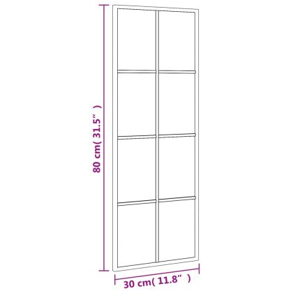 Стенно огледало, черно, 30x80 см, правоъгълно, желязо