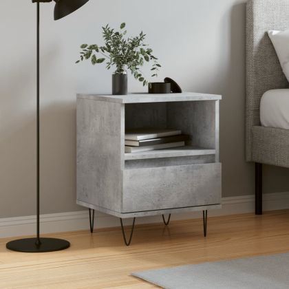 Нощно шкафче бетонно сиво 40x35x50 см инженерно дърво