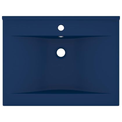 Луксозна мивка с отвор за кран тъмносин мат 60x46 см керамика