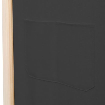 Параван за стая, 4 панела, сив, 160x170x4 cм, текстил