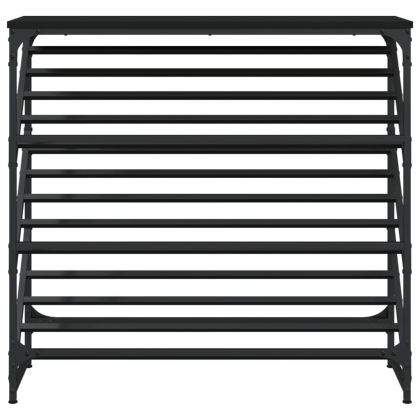 Етажерка за обувки, черна, 90x30x85 см, инженерно дърво