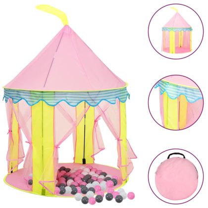 Детска палатка за игра с 250 топки розово 100x100x127 см
