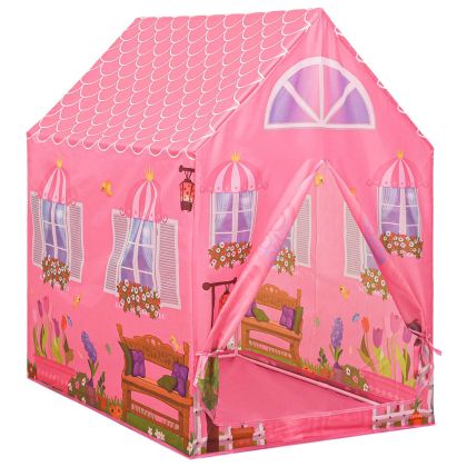 Детска палатка за игра с 250 топки розова 69x94x104 см