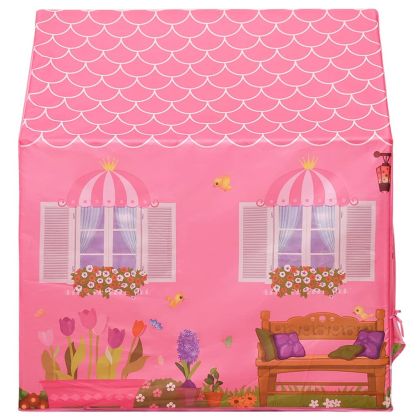 Детска палатка за игра с 250 топки розова 69x94x104 см