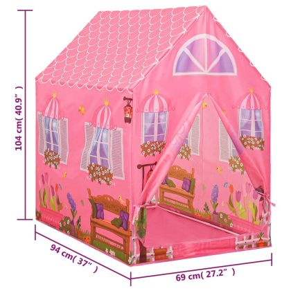 Детска палатка за игра с 250 топки розова 69x94x104 см