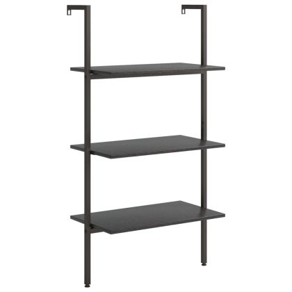 Етажерка стълба с 3 рафта черна 64x35x120,5 см