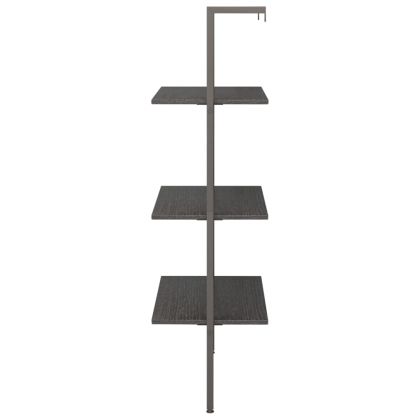 Етажерка стълба с 3 рафта черна 64x35x120,5 см
