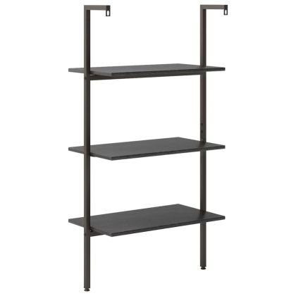 Етажерка стълба с 3 рафта черна 64x35x120,5 см