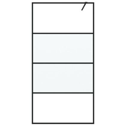 Параван за баня черен 100x195 см наполовина матирано ESG стъкло