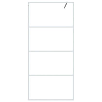 Параван за баня, бял, 90x195 см, прозрачно ESG стъкло