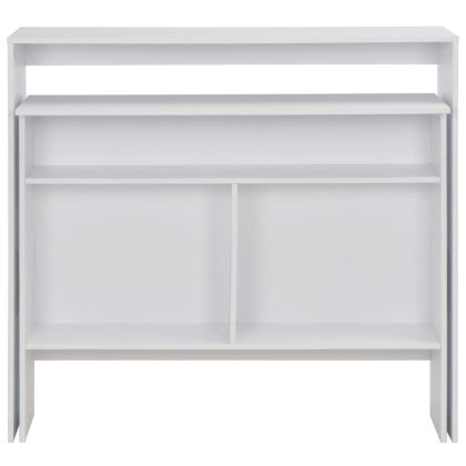 Бар маса с 2 плота, бяла, 130x40x120 см