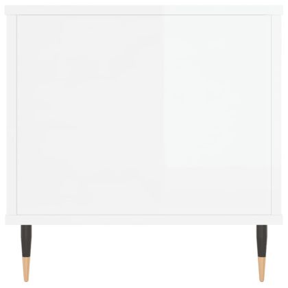 Кафе маса, бял гланц, 90x44,5x45 см, инженерно дърво