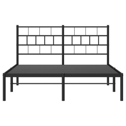 Метална рамка за легло с горна табла, черна, 140x200 см