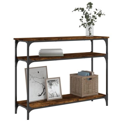 Конзолна маса, опушен дъб, 100x29x75 см, инженерно дърво