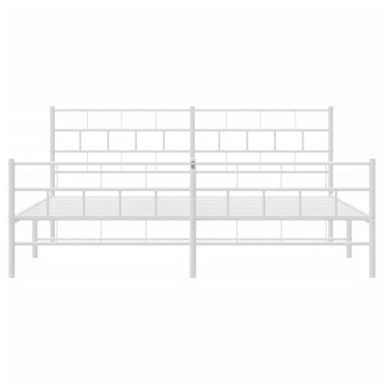 Метална рамка за легло с горна и долна табла, бяла, 183x213 см
