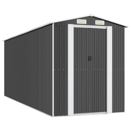 Градинска барака антрацит 192x523x223 см поцинкована стомана