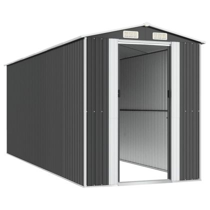 Градинска барака антрацит 192x523x223 см поцинкована стомана