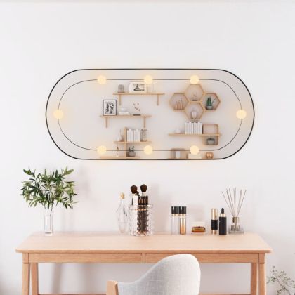 Стенно огледало с LED лампи 40x90 см стъкло овално
