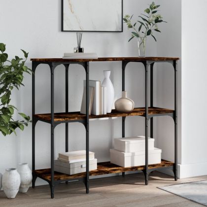 Конзолна маса, опушен дъб, 102x35x90 см, инженерно дърво