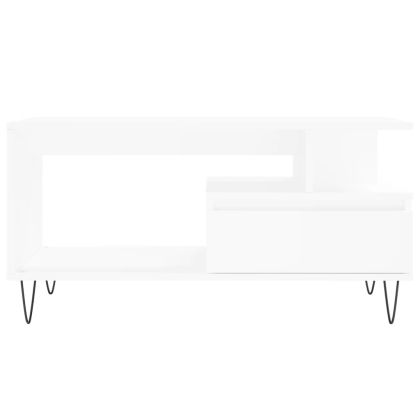 Кафе маса, бяла, 90x49x45 см, инженерно дърво