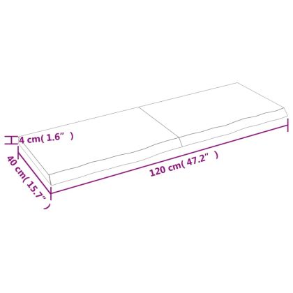 Плот за маса светлокафяв 120x40x(2-4) см обработен масивен дъб