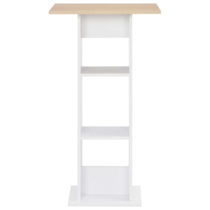 Бар маса, бяло и сонома дъб, 60x60x110 см