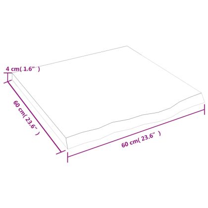 Плот за маса, 60x60x(2-4) см, необработен масивен дъб