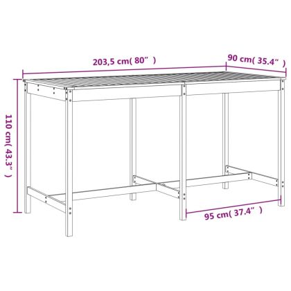 Градински бар комплект от 9 части, сив, масивно дърво бор