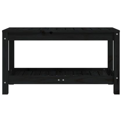 Градинска пейка, черна, 82,5x35x45 см, борово дърво масив