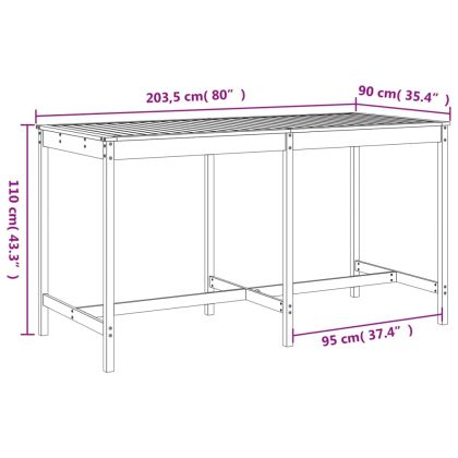 Градински бар комплект от 9 части, масивна борова дървесина