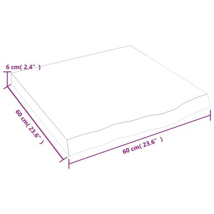 Плот за маса, 60x60x(2-6) см, необработен масивен дъб