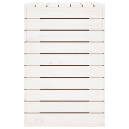 Кош за пране, бял, 88,5x44x66 см, борово дърво масив