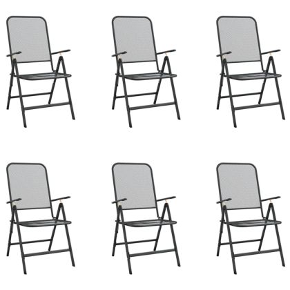 Градински трапезен комплект от 7 части, антрацит, метална мрежа