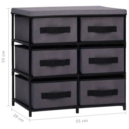 Шкаф за съхранение с 6 чекмеджета, 55x29x55 см, сив, стомана