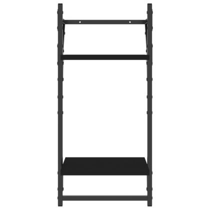 Двуетажни стенни рафтове с пръти 2 бр черни 30x25x65 см