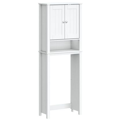 Шкаф над тоалетната чиния BERG бял 60x27x164,5 см масивно дърво