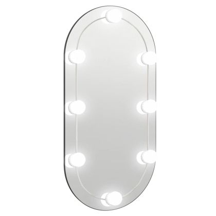 Огледало с LED лампи, 80x40 см, стъкло, овално